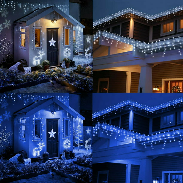 96-1500 LED Fairy String Hanging Icicle Snowing Curtain Light Outdoor Xmas Party